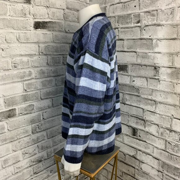 Vintage 90s Cherokee Blue Striped V-Neck Sweater - Picture 5 of 10